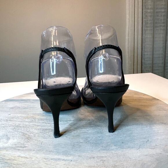 Donald J Pliner Shoes Black Slingback Peep Toe Kitten Heels US Size 7 M Italy - Picture 6 of 12